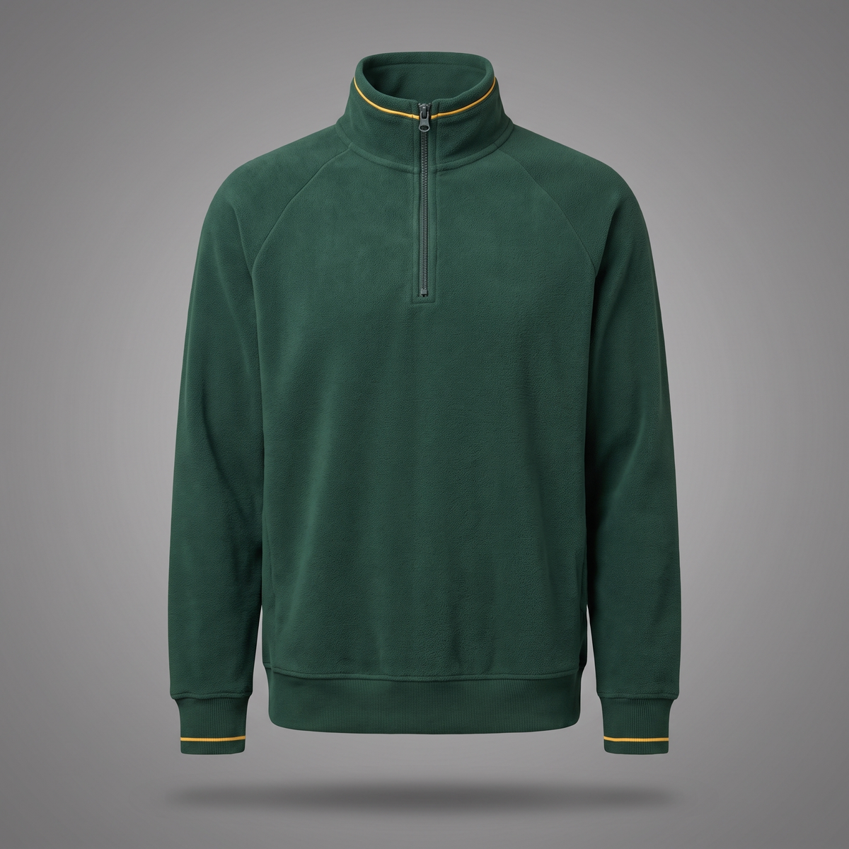 Men's Classic Streetwear Half-Zip Fleece in forest green, front view